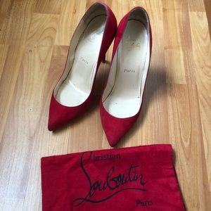 Louboutin Pigalle Follie pump red suede 37.5